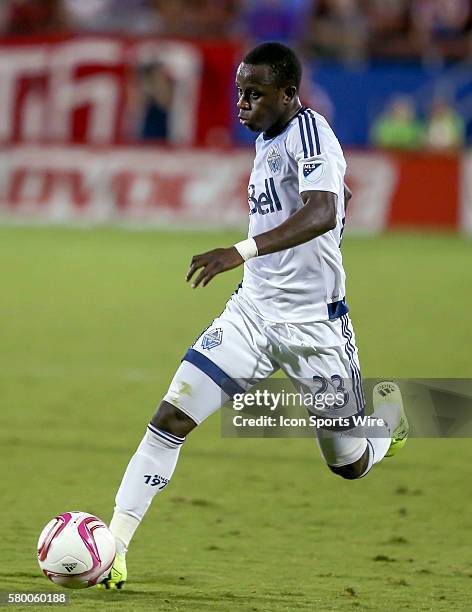 Vancouver Whitecaps Kekuta Manneh during the MLS game between the Vancouver Whitecaps FC and FC Dallas at Toyota Stadium in Frisco,Texas.