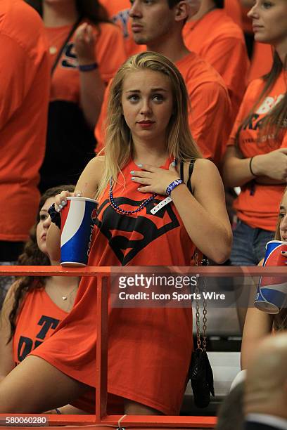 Syracuse Orange fans cheer for the Orange during ncaa football game between Wake Forest Demon Deacons and Syracuse Orange at the Carrier Dome in...