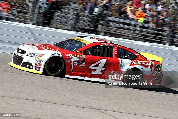 Kevin Harvick, driver of the Budweiser/Jimmy John's Chevy during the Sprint Cup Series AAA Texas 500 race at Texas Motor Speedway, Ft.Worth, Texas