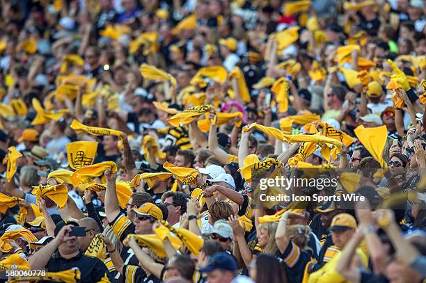 Pittsburgh Steelers fan spin and twirl their Pittsburgh Steelers terrible towels and celebrate in action during a game between the San Francisco...