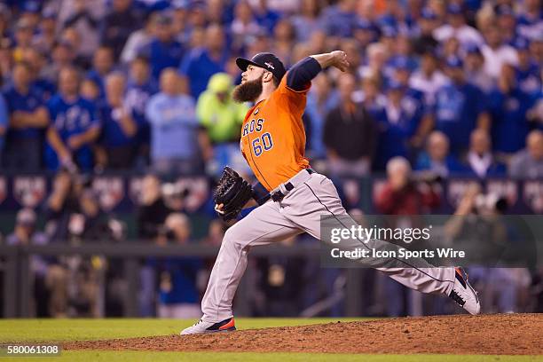 Houston Astros starting pitcher Dallas Keuchel during the ALDS series game between the Houston Astros and the Kansas City Royals at Kauffman Stadium...