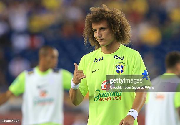 David Luiz of Brazil before an international friendly match against the USAMNT at Gillette Stadium, in Foxborough, MA. Brazil won 4-1.