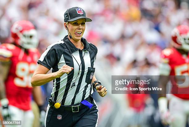 The lone NFL female referee Sarah Thomas during the Chiefs at Texans game at NRG Stadium, Houston, Texas.