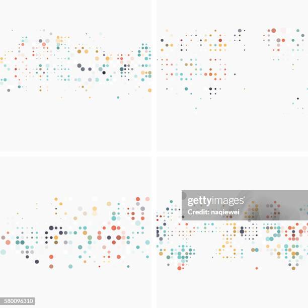 set of abstract colorful polka dots pattern background - square composition stock illustrations