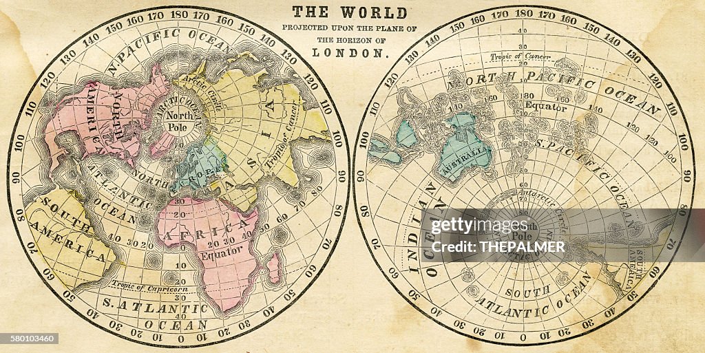 Map of the world horizontal projection 1856