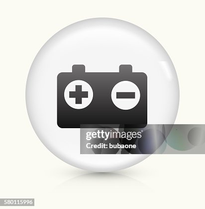 Battery icon on white round vector button Battery icon on white round vector button