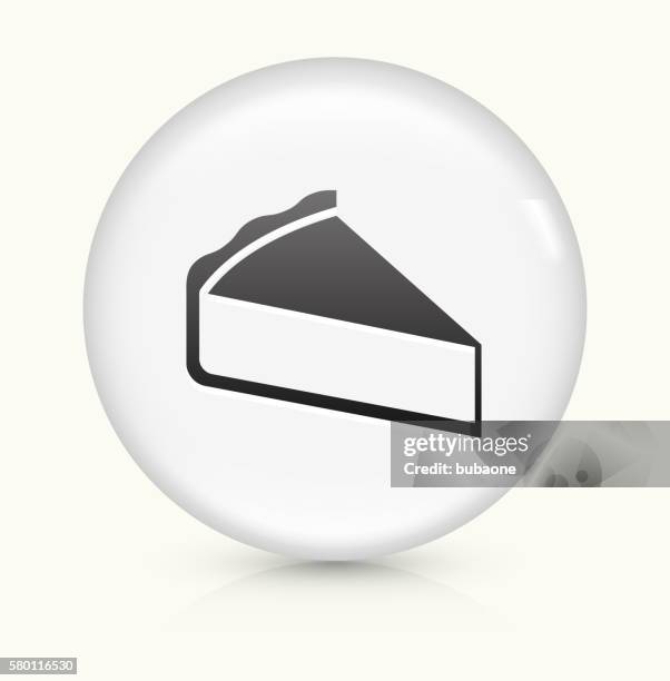 sliced pie icon on white round vector button - cake slice white background stock illustrations