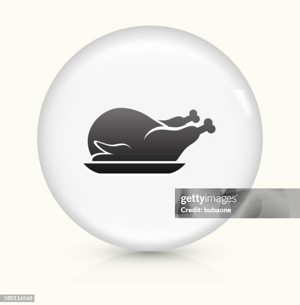 poultry dish icon on white round vector button - cutting chicken stock illustrations
