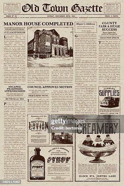 stockillustraties, clipart, cartoons en iconen met vintage victorian style newspaper design template - advertentie