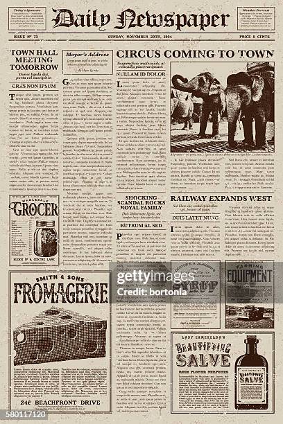 vintage victorian style newspaper design template - food truck template stock illustrations