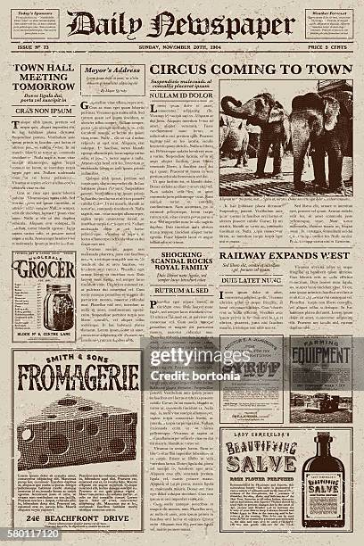 vintage victorian style newspaper design template - pick up paper stock illustrations