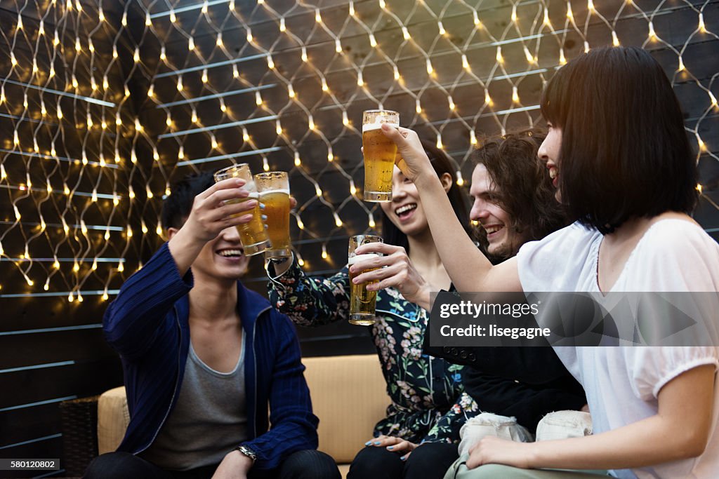 Friends in a nightclub