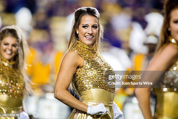 October 3; Eastern Michigan Eagles at LSU Tigers; The LSU Golden Girls entertain the crowd during a game in Baton Rouge, Louisiana