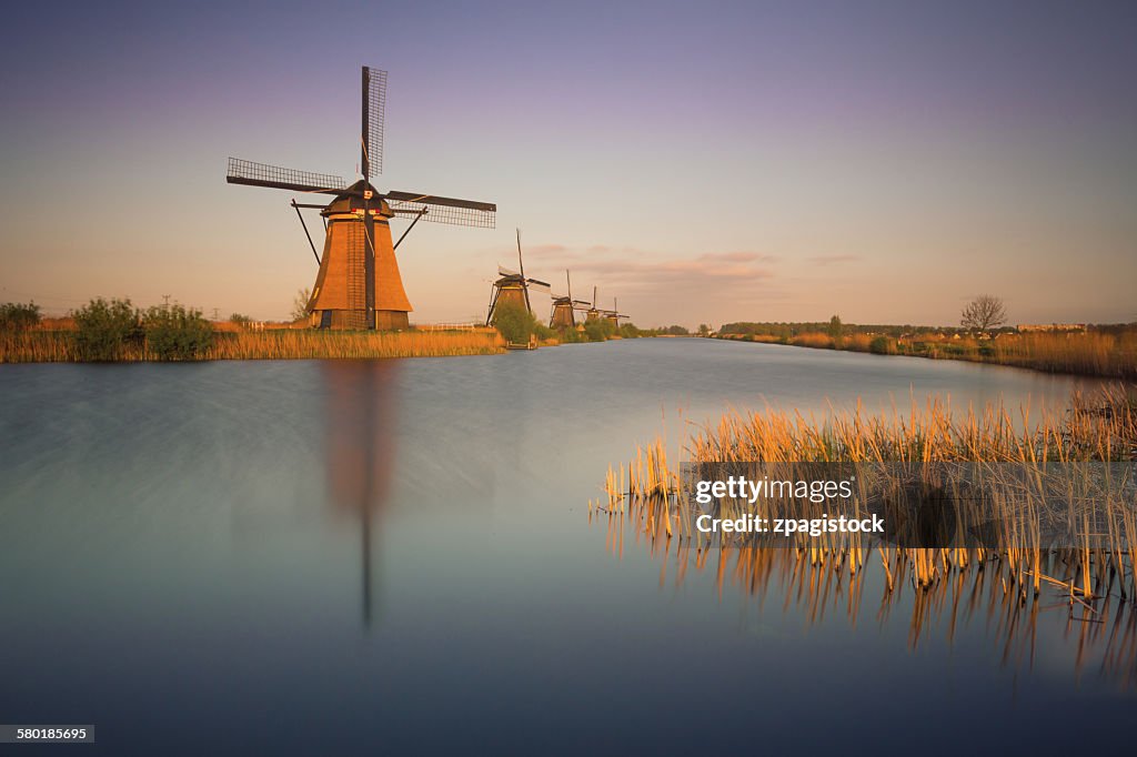 Sunset in Kinderdijk, the Netherlands