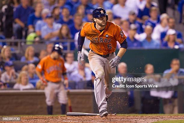 Houston Astros center fielder Jake Marisnick during the MLB Playoff ALDS game 1 between the Houston Astros and the Kansas City Royals at Kauffman...