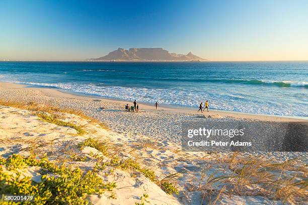bloubergstrand beach and table mountain, cape town - péninsule du cap photos et images de collection