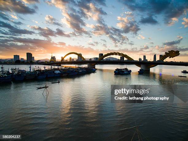 dragon bridge (da nang) - danang stock pictures, royalty-free photos & images