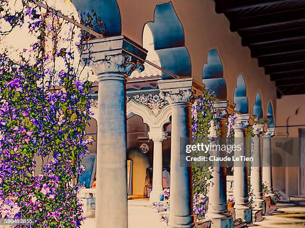 stavropoleos church courtyard - solarisation bildbanksfoton och bilder