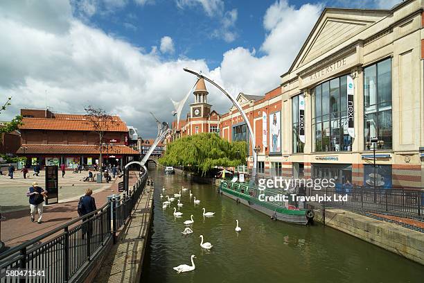 river witham, lincoln, lincolnshire, england, u.k. - lincoln lincolnshire stockfoto's en -beelden