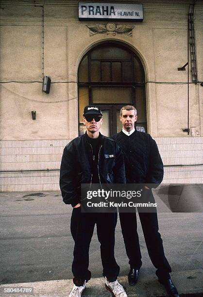 Keyboard player Chris Lowe and Singer Neil Tennant, of electronic pop duo the Pet Shop Boys, Prague, May 1991.