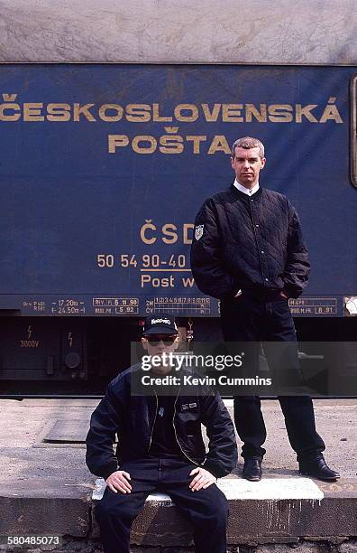 Keyboard player Chris Lowe and Singer Neil Tennant, of electronic pop duo the Pet Shop Boys, Prague, May 1991.