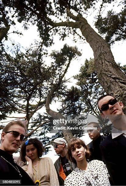 Icelandic alternative rock group, The Sugarcubes, San Francisco, 17th August 1988. Left to right: drummer Sigtryggur Baldursson, singer Bjork,...