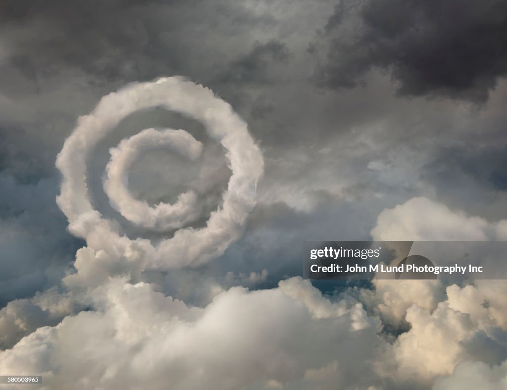 Copyright symbol in cloudy sky