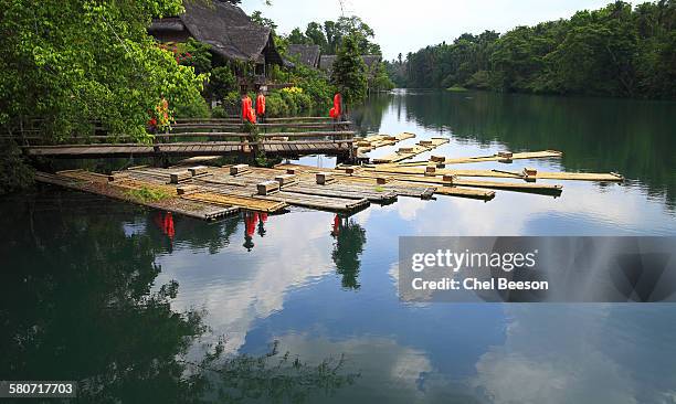 bamboo raft boats laguna philippines - philippines stock pictures, royalty-free photos & images