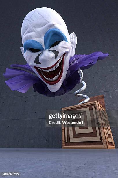 jack in the box, 3d rendering - scary clown 幅插畫檔、美工圖案、卡通及圖標