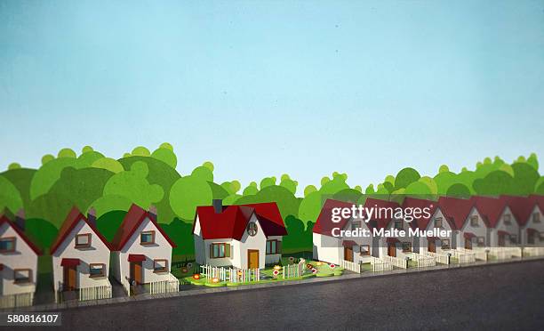 illustrations, cliparts, dessins animés et icônes de illustrative image of model houses - housing development