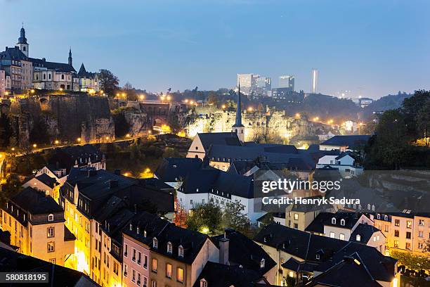 luxembourg, luxembourg city, neumunster abbey and st michaels church - luxembourg stock pictures, royalty-free photos & images