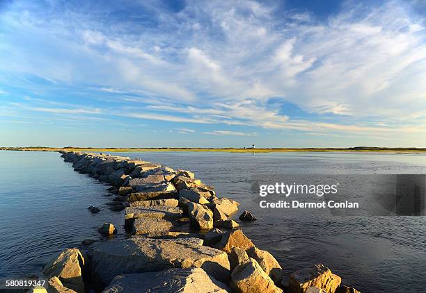 usa, massachusetts, cape cod, provincetown harbor, view of groyne - cape cod bildbanksfoton och bilder