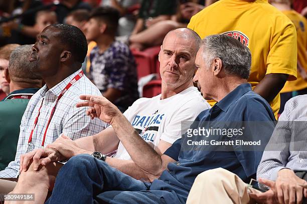 Dallas Mavericks head coach Rick Carlisle and Utah Jazz assistant coach Phil Johnson attend the game between the Utah Jazz and the Portland Trail...