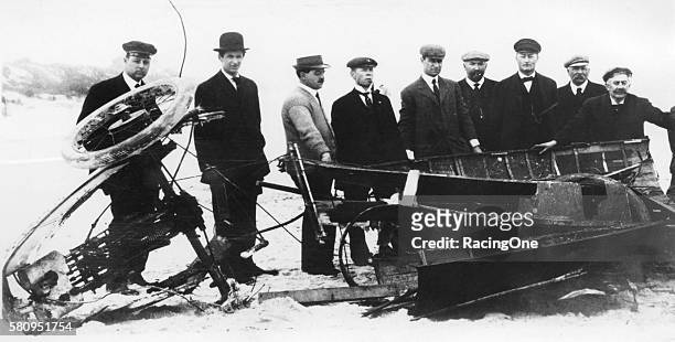 Driver Fred Marriott, competing in the 1907 Ormond Beach Speed Trials, survived a frightening crash in the steam-powered Stanley Steamer car....