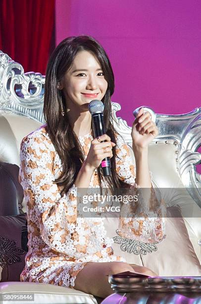 South Korean singer and actress Im Yoona attends her fan meeting on July 24, 2016 in Chongqing, China.