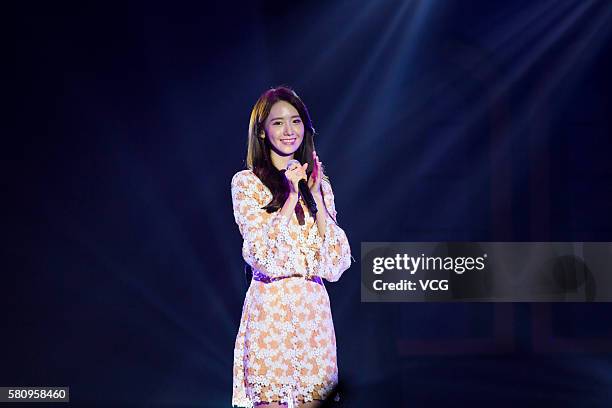 South Korean singer and actress Im Yoona performs her fan meeting on July 24, 2016 in Chongqing, China.