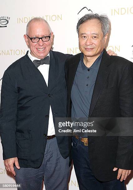 Directors James Schamus and Ang Lee attend Summit Entertainment and Roadside Attractions New York premiere of "Indignation" at MOMA on July 25, 2016...