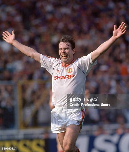 Brian McClair of Manchester United during the FA Cup final between Crystal Palace and Manchester United at Wembley Stadium on May 12, 1990 in London,...