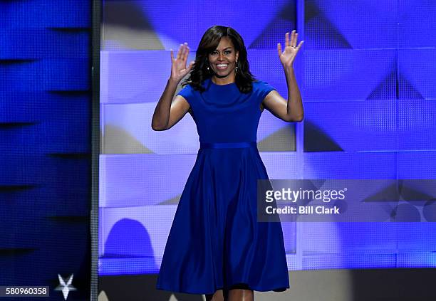 First Lady Michelle Obama speaks at the Democratic National Convention in Philadelphia on Monday, July 25, 2016.