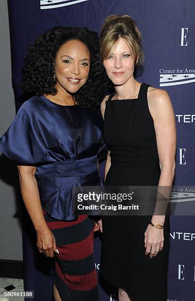 Lynn Whitfield and Robbie Myers attend a reception hosted by ELLE Editor-in-Chief Robbie Myers and Center for American Progress President, Neera...