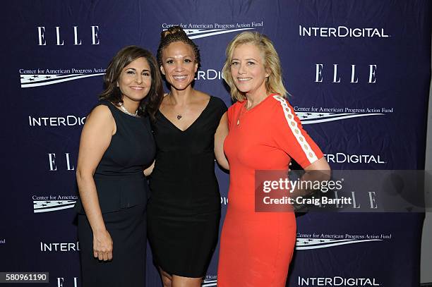 Neera Tanden, Melissa Harris Perry and Hilary Rosen attend a reception hosted by ELLE Editor-in-Chief Robbie Myers and Center for American Progress...