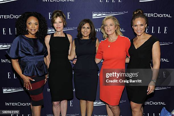 Lynn Whitfield, Robbie Myers, Neera Tanden, Hilary Rosen and Melissa Harris Perry attend a reception hosted by ELLE Editor-in-Chief Robbie Myers and...