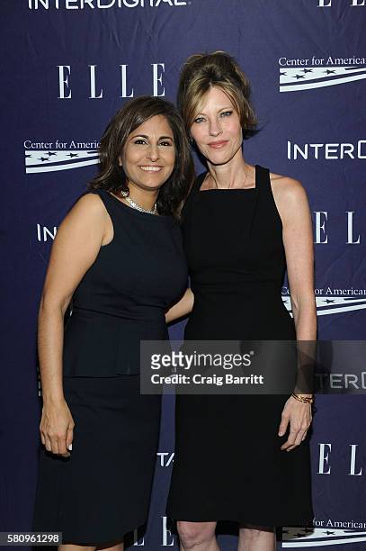 Neera Tanden and Robbie Myers attend a reception hosted by ELLE Editor-in-Chief Robbie Myers and Center for American Progress President, Neera...