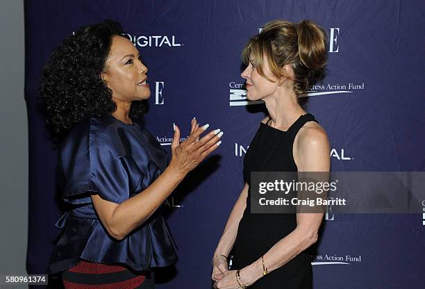 Lynn Whitfield and Robbie Myers attend a reception hosted by ELLE Editor-in-Chief Robbie Myers and Center for American Progress President, Neera...