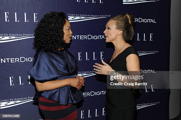 Lynn Whitfield and Melissa Harris Perry attend a reception hosted by ELLE Editor-in-Chief Robbie Myers and Center for American Progress President,...