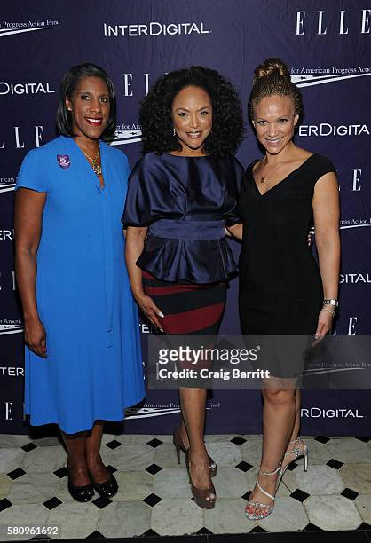Teresa Younger, Melissa Harris Perry and Lynn Whitfield attend a reception hosted by ELLE Editor-in-Chief Robbie Myers and Center for American...