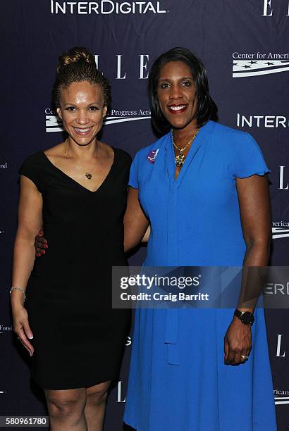 Melissa Harris Perry and Teresa Younger attend a reception hosted by ELLE Editor-in-Chief Robbie Myers and Center for American Progress President,...