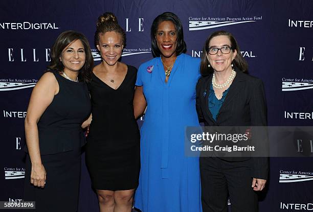 Neera Tanden, Melissa Harris Perry, Teresa Younger and Kate Brown attend a reception hosted by ELLE Editor-in-Chief Robbie Myers and Center for...