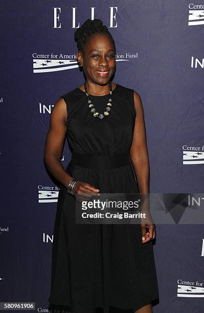 Chirlaine McCray attends a reception hosted by ELLE Editor-in-Chief Robbie Myers and Center for American Progress President, Neera Tanden, sponsored...