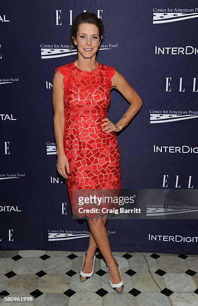 Stephanie Ruhle attends a reception hosted by ELLE Editor-in-Chief Robbie Myers and Center for American Progress President, Neera Tanden, sponsored...